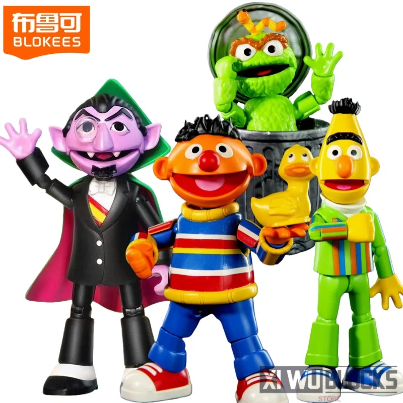 

Blokees Улица Сезам, сборные строительные блоки, ERNIE BERT OSCAR COUNT, подвижная модель, настольная коллекция, украшения, игрушки, подарки