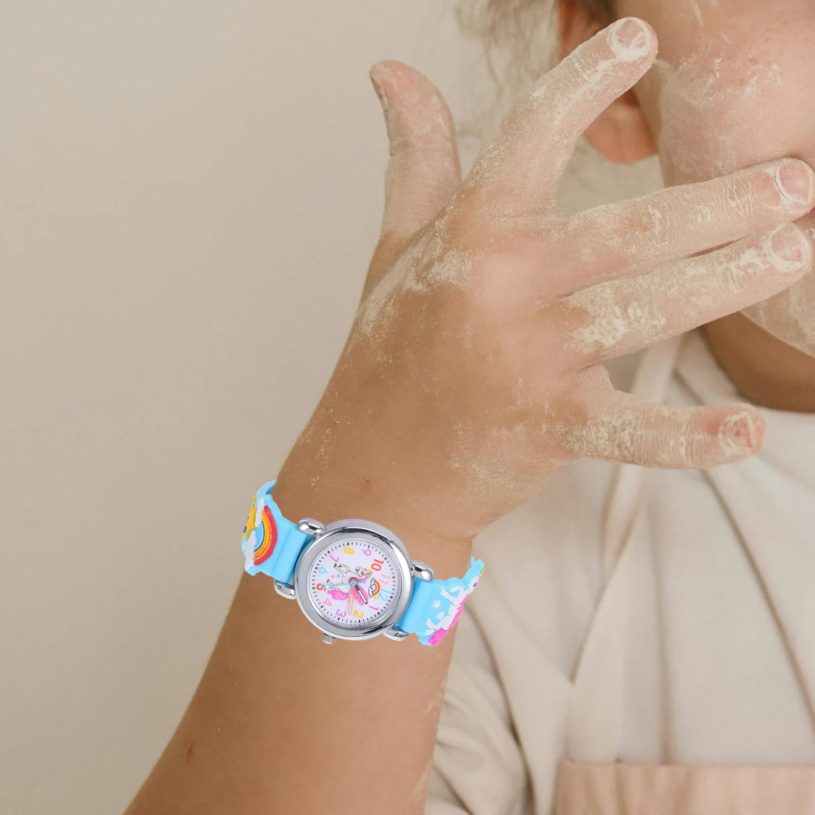 ساعة بسوار من السيليكون بتصميم كرتوني ثلاثي الأبعاد وحزام قابل للتعديل وخفيفة الوزن ومريحة للارتداء اليومي