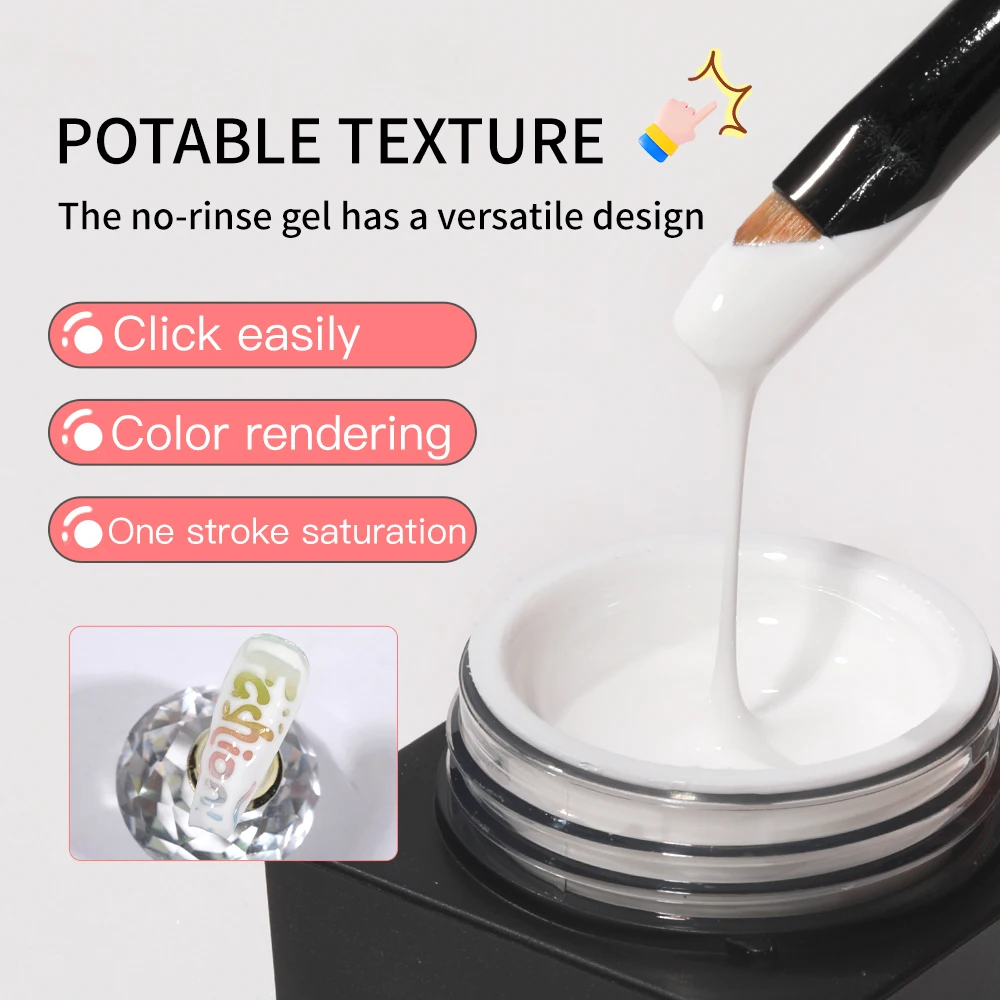 ชุดกาวเจลเพ้นท์เล็บลายคลื่นสีดำและสีขาว 2 ชิ้น AS Poke Poke Nail Art Gel Glue Set พร้อมชุดทำเล็บเจลลาย WordArt UV LED Soak Off Varnish Kit