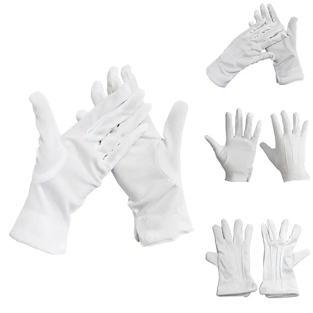 1/5/12 Pairs Adult White Formal Gloves Three-strength White Labor Gloves Tuxedo Guard Waiters Uniform Dress Butler Inspection