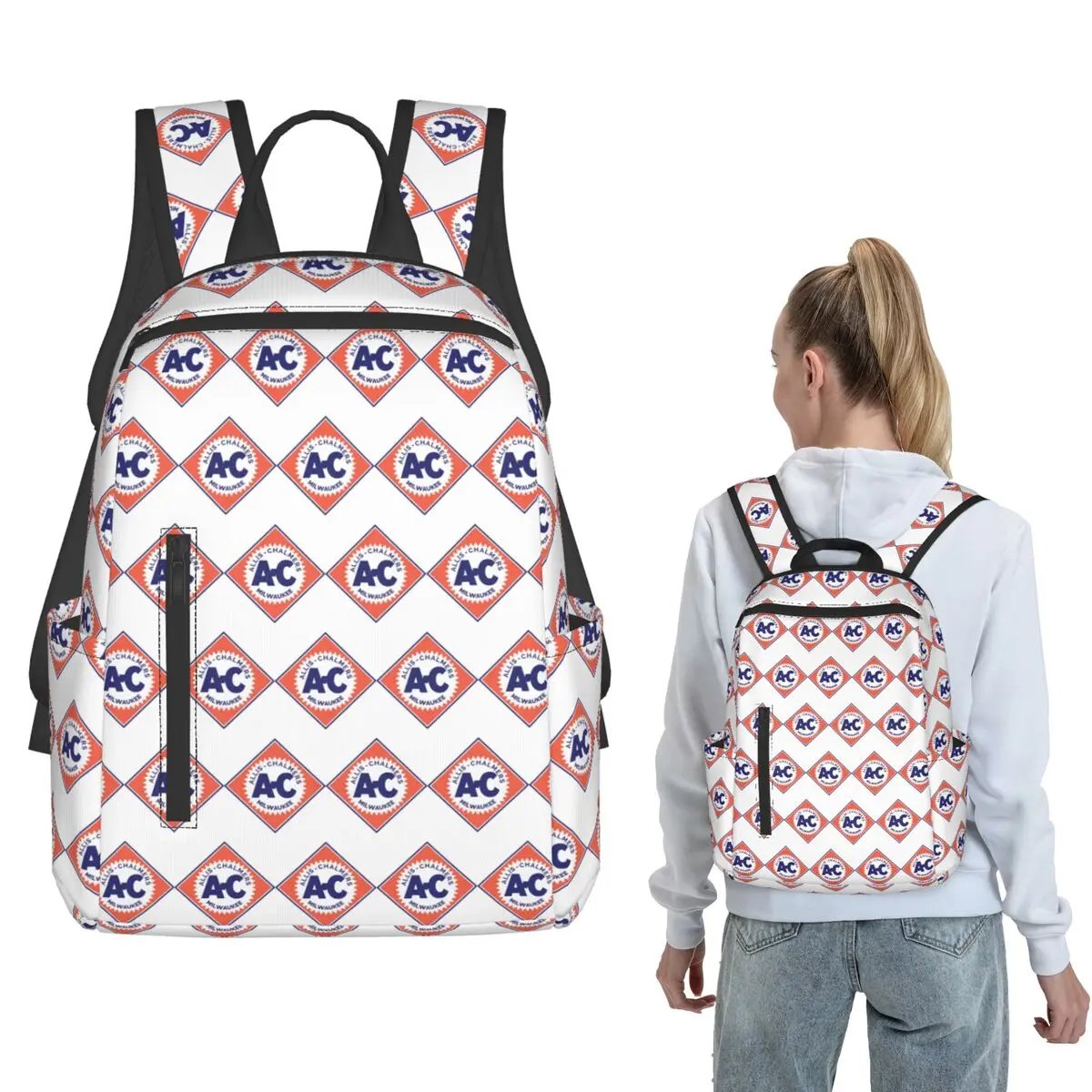

Allis Chalmers Retro Diamond Logo 1919 Backpack Large Capacity Kids BookBag School Bag Shoulder Bags for Men Women