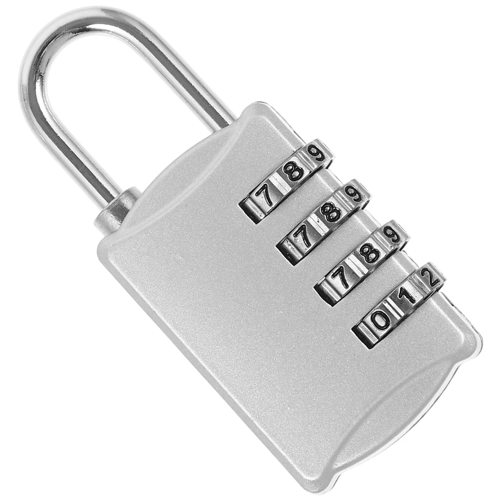 

Silver Combination Lock for Gym Locker Blind Code Metal Padlock 4 Password Sturdy Suitcase Handbag Trolley