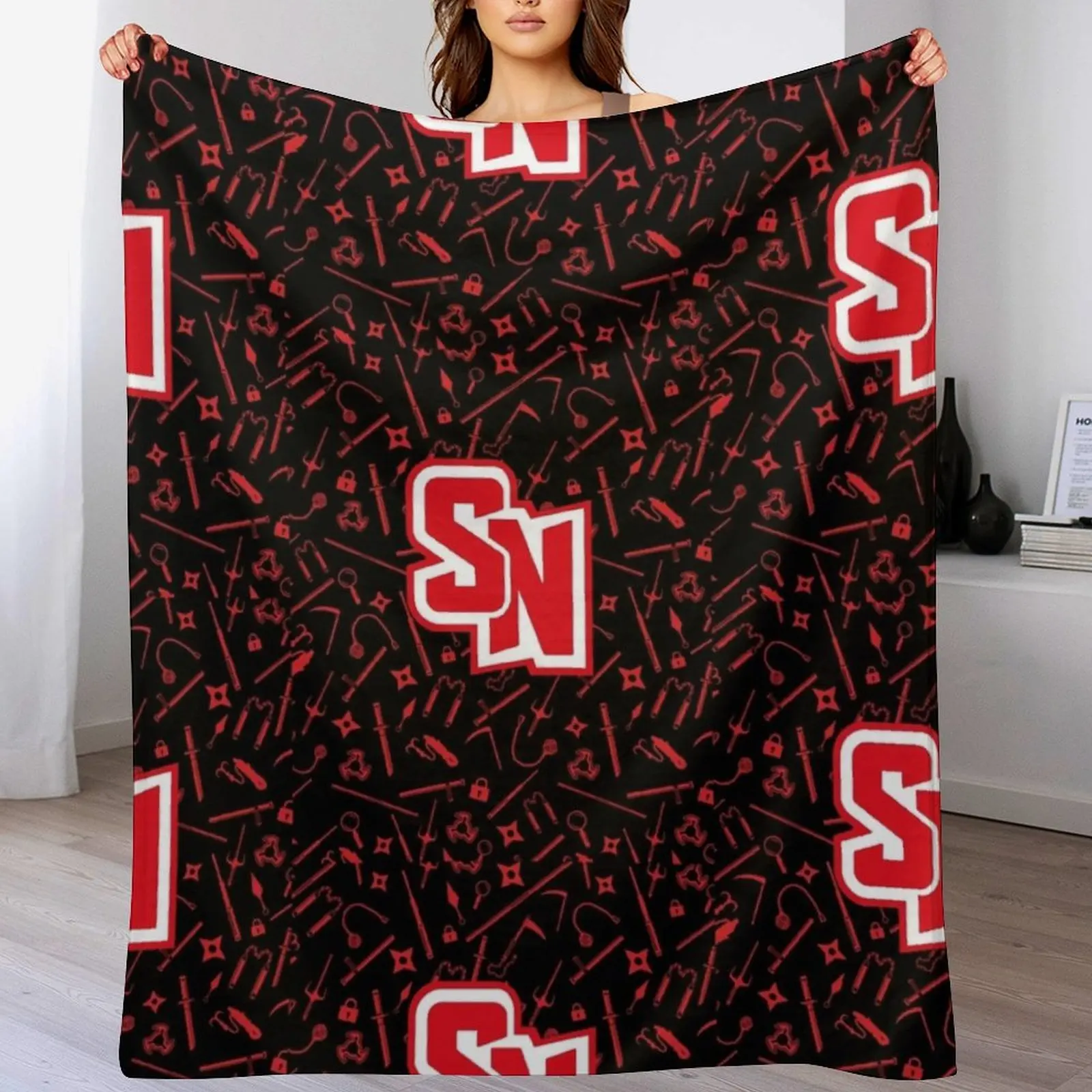 

Collects all sword tools of a ninja sn- art logo Throw Blanket heavy to sleep Hair Furry Bed covers Blankets