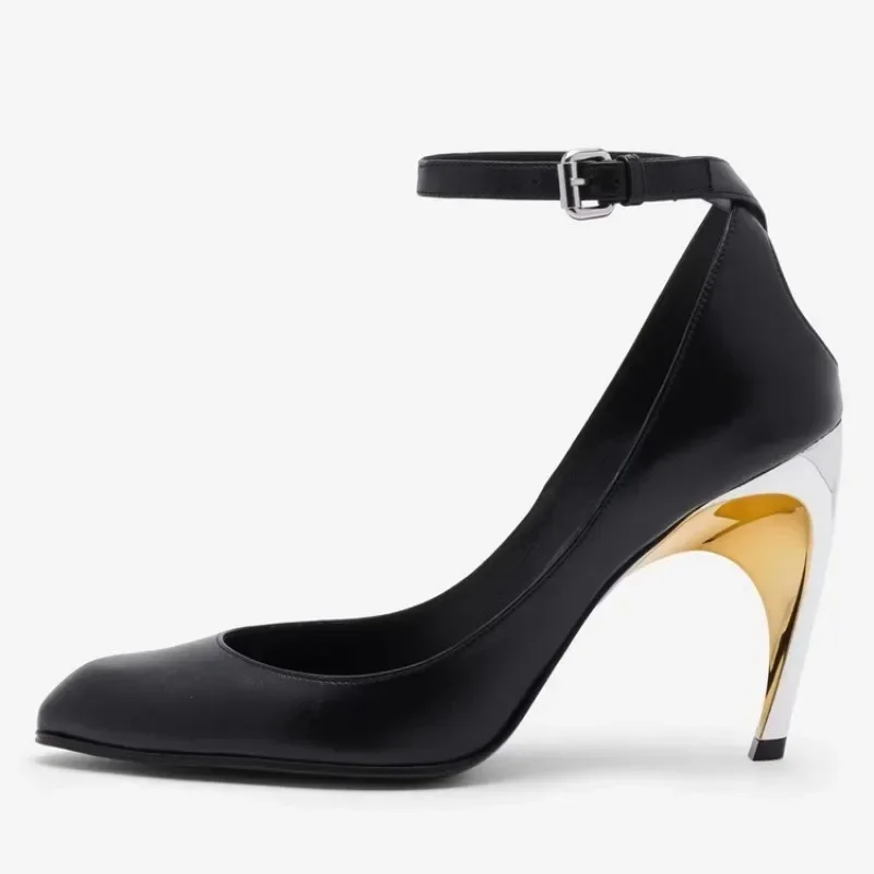 2026 SLSHLYJ Fashion Black White Irregular Heel Women High Heeled Shose Spring Autumn Personalized Single Shoe Size 34-43