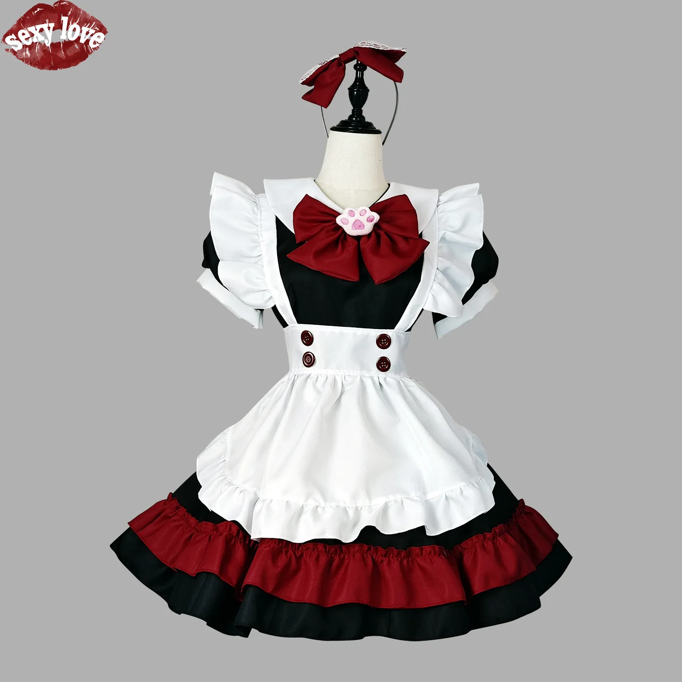 Top Selling Halloween Decoration: Vampire, Little Devil, Maid Lolita Gothic Style Black and Red Maid, Cosplay Costume From Anime