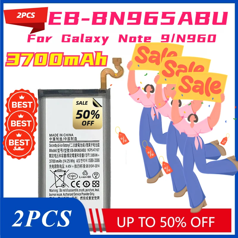 

2PCS EB-BN965ABU 3700mAh Mobile Phone Batteries For Samsung Galaxy Note 9/N960 Li-ion Batery