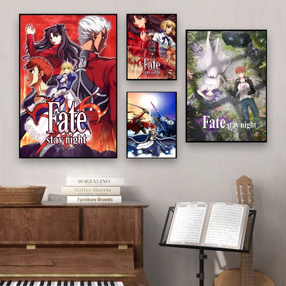 Anime Fate Stay Night Comics Classic Movie Posters Vintage Room Bar Cafe Decor Stickers Wall Painting