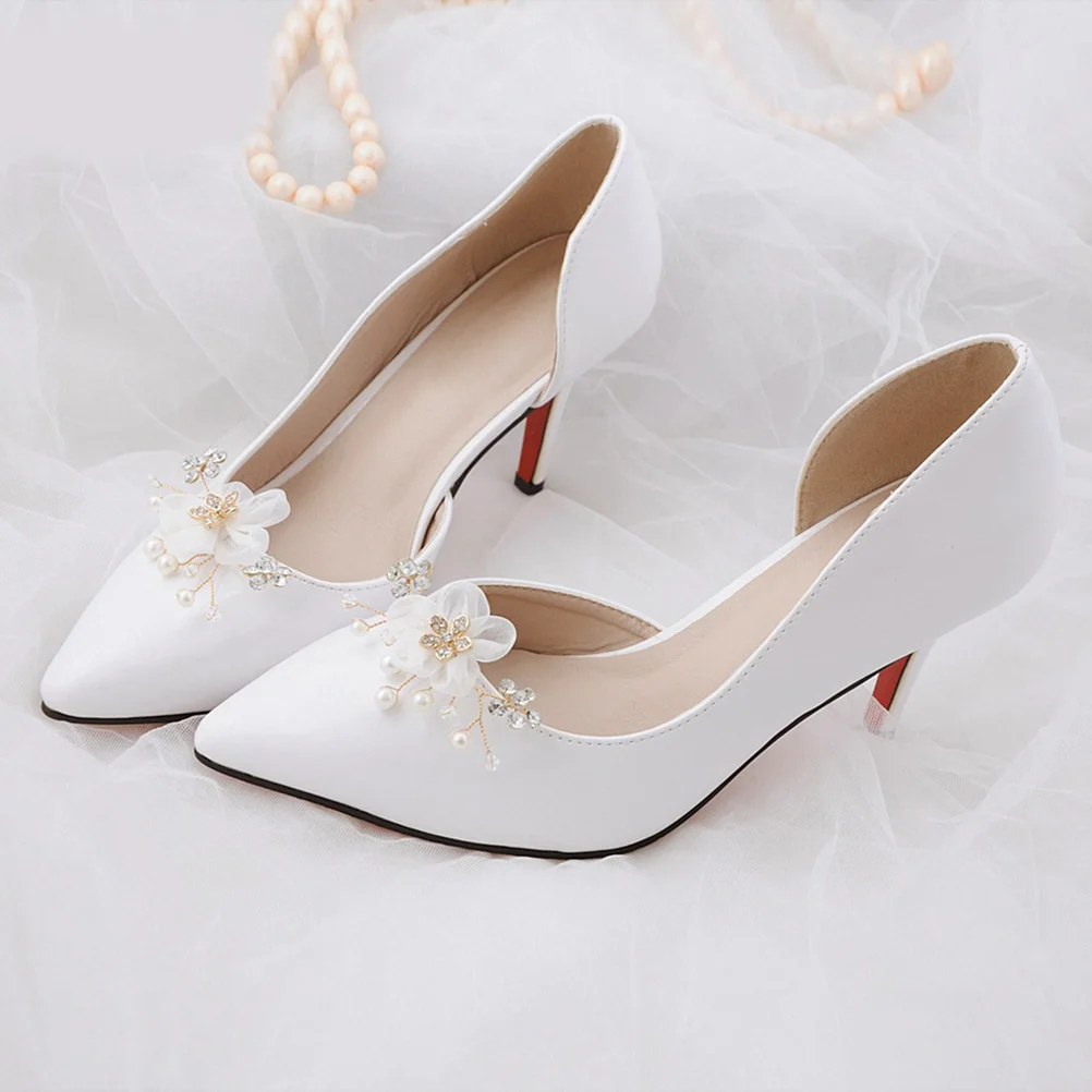 

Flower Shoe Clips Bridal Buckles Rhinestone Decorations Wedding Accessories Pearl Designs Long Lasting Shoe Organizer Storage