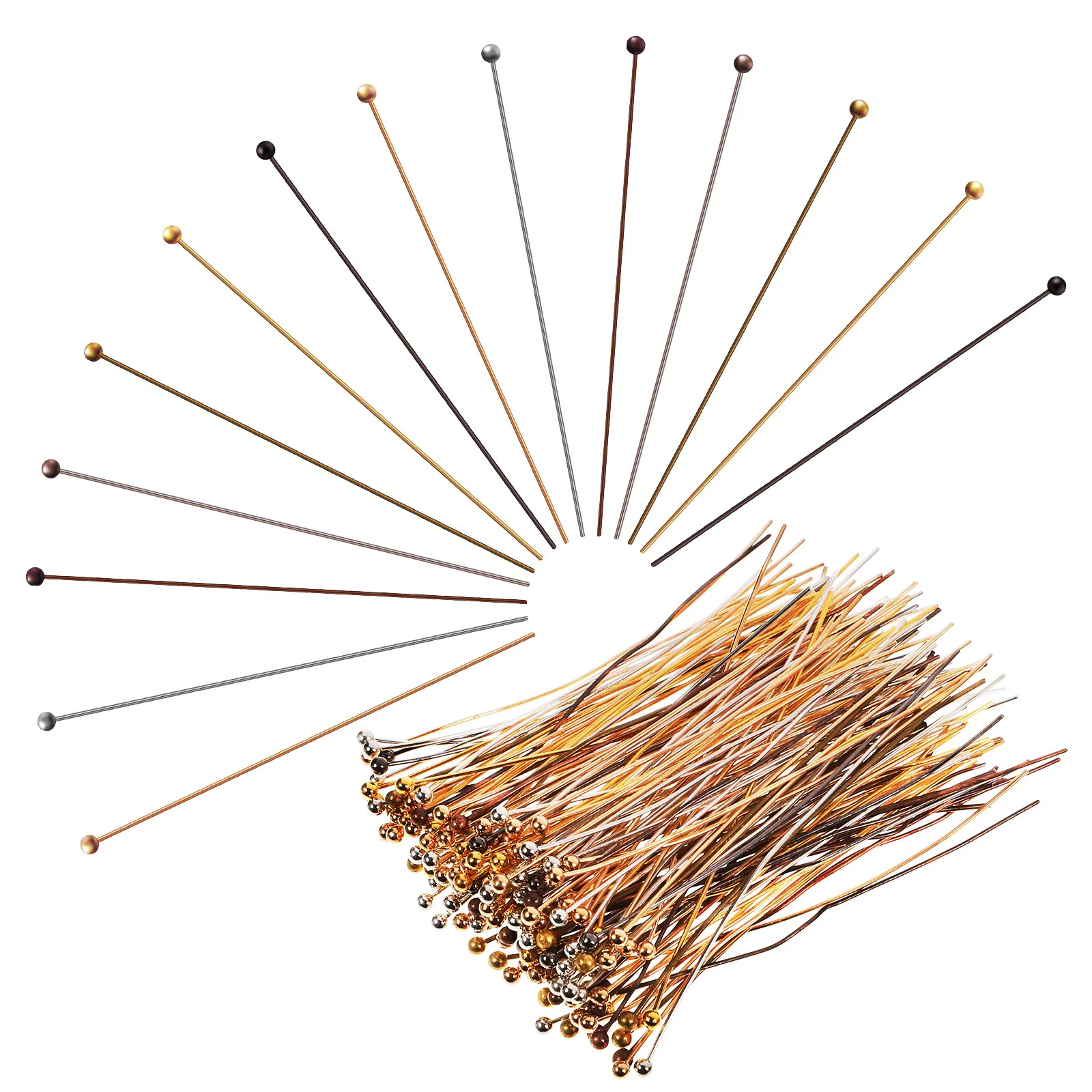 200 قطعة دبابيس الرأس الكرة لصنع المجوهرات DIY موصل الإبر السلس النحاس دبابيس مجموعة ل قلادة سوار خلخال سلسلة الحرف