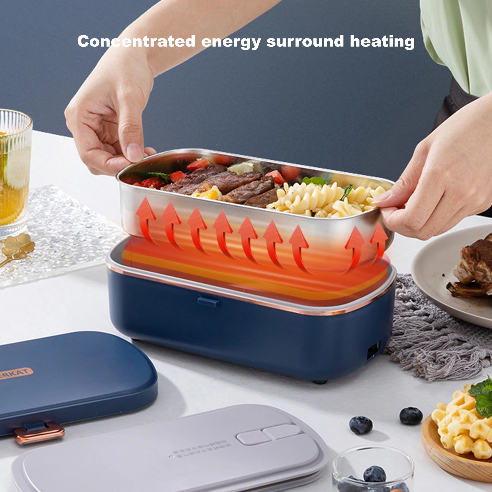 

304 Stainless Steel Electric Lunch Box 220V Home Work Adult Meal Heating Leak Proof Food Heated Warmer Container