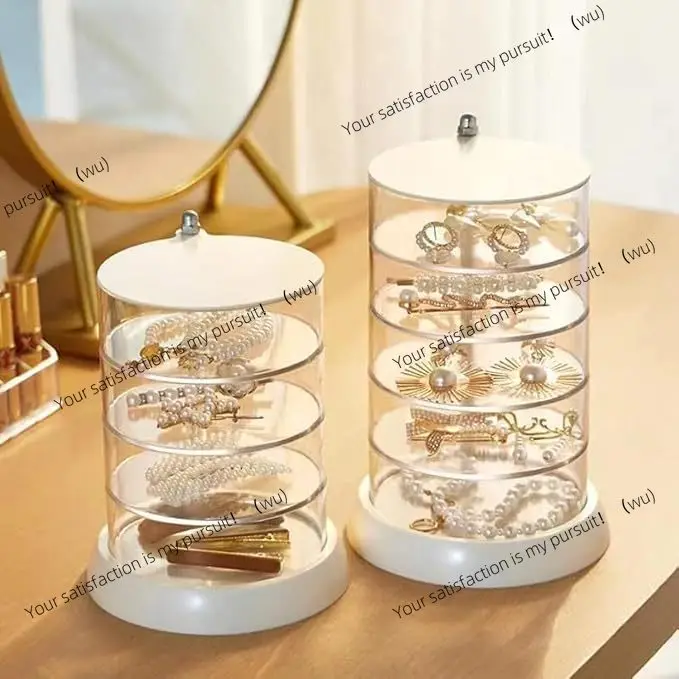 Hair accessories storage box, rotating multi-layer headrope, small hairpin, ring, necklace, stud earrings, hand jewelry head.