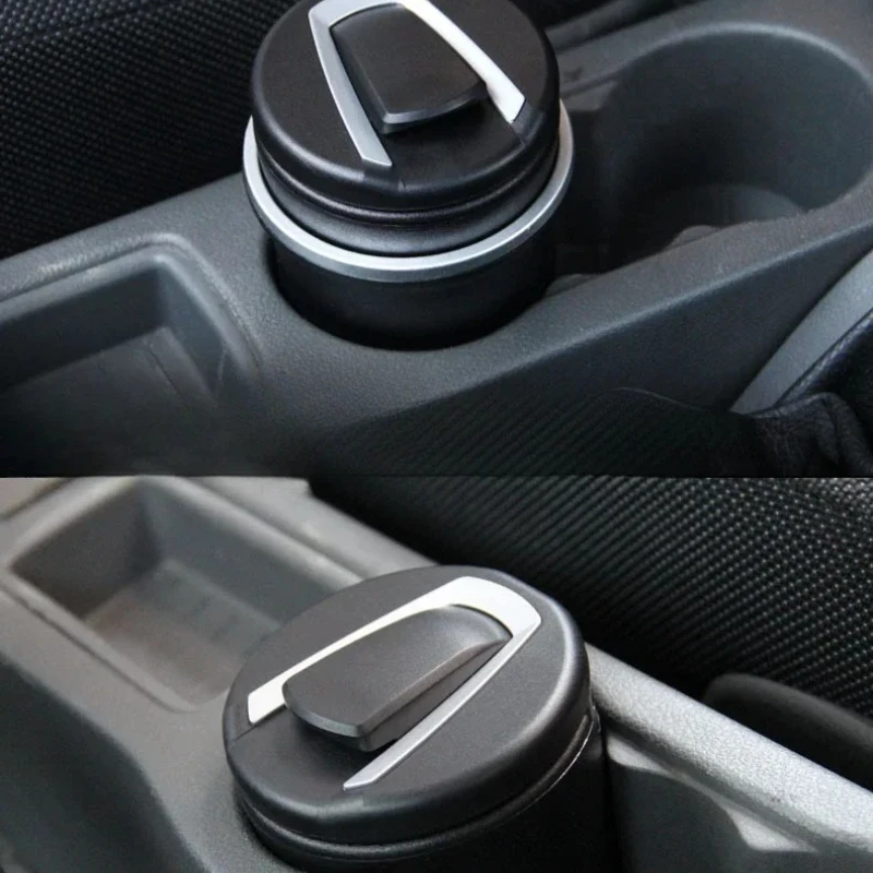 منفضة سجائر سوداء عالية المظهر، منفضة سجائر محمولة للسيارة، مصباح كوب قابل للفصل، منفضة سجائر للسيارة بلمسة واحدة