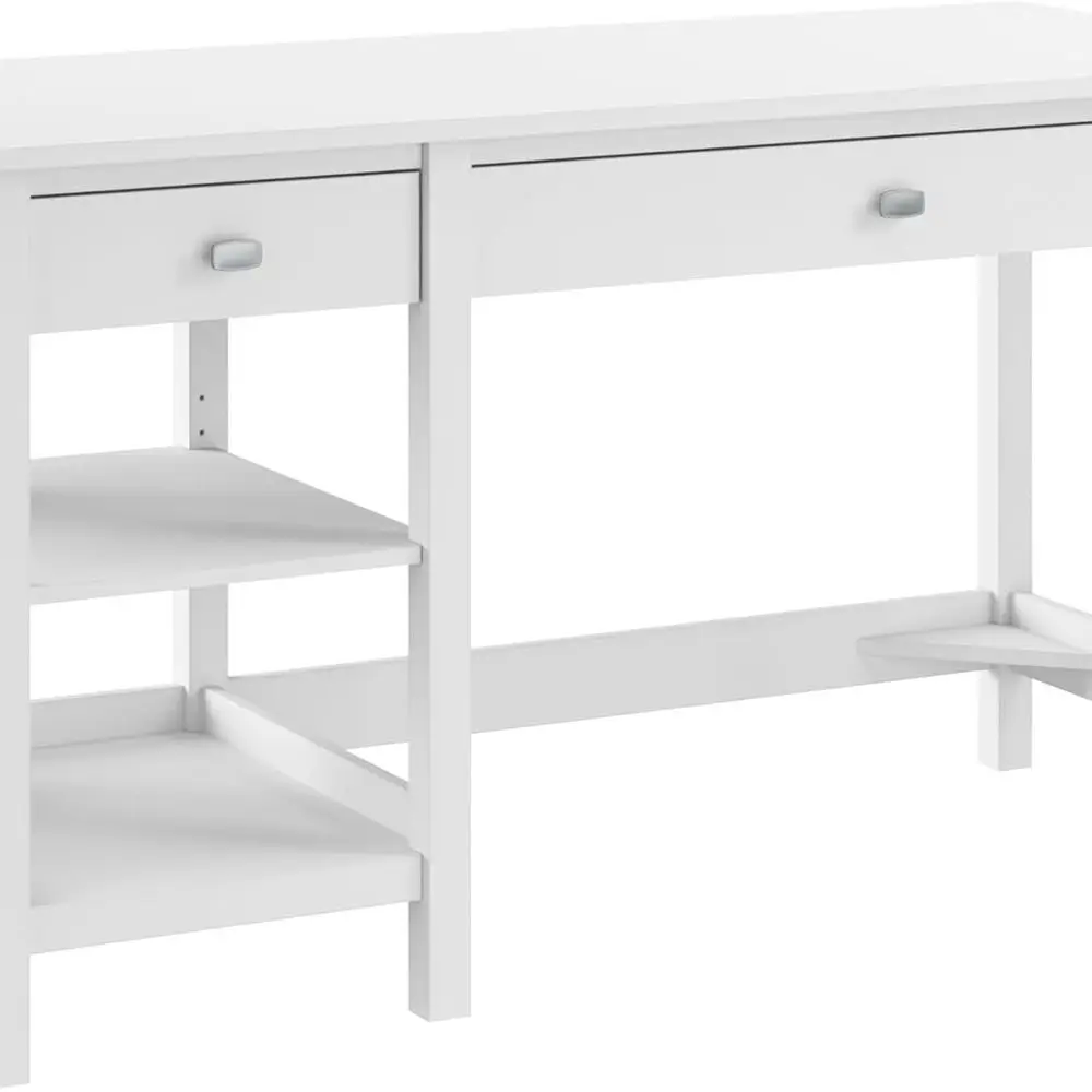 

Contemporary White 54 Broadview Desk with Shelves for Home Office and Computer Storage