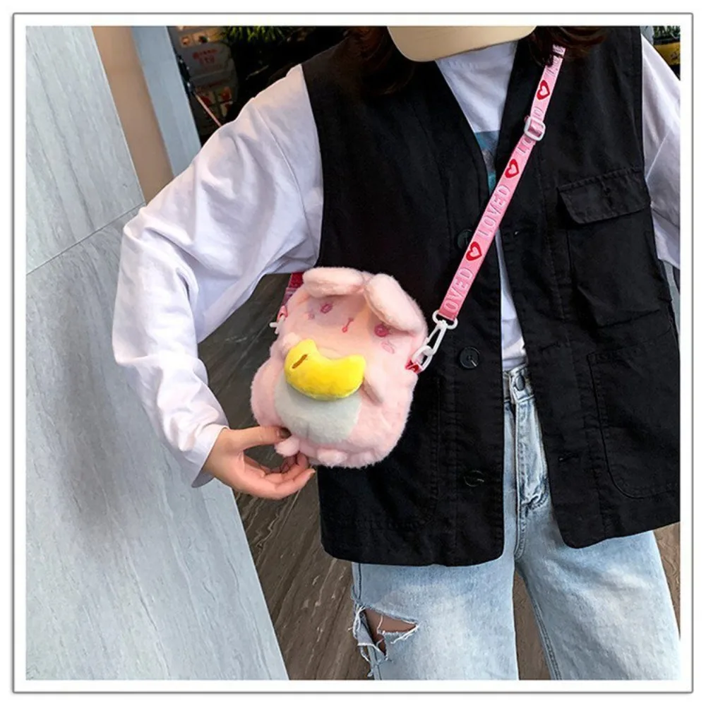 Bolso cruzado de conejo de peluche de felpa, bolso de mensajero de conejo de dibujos animados de muñeca Kawaii, relleno creativo