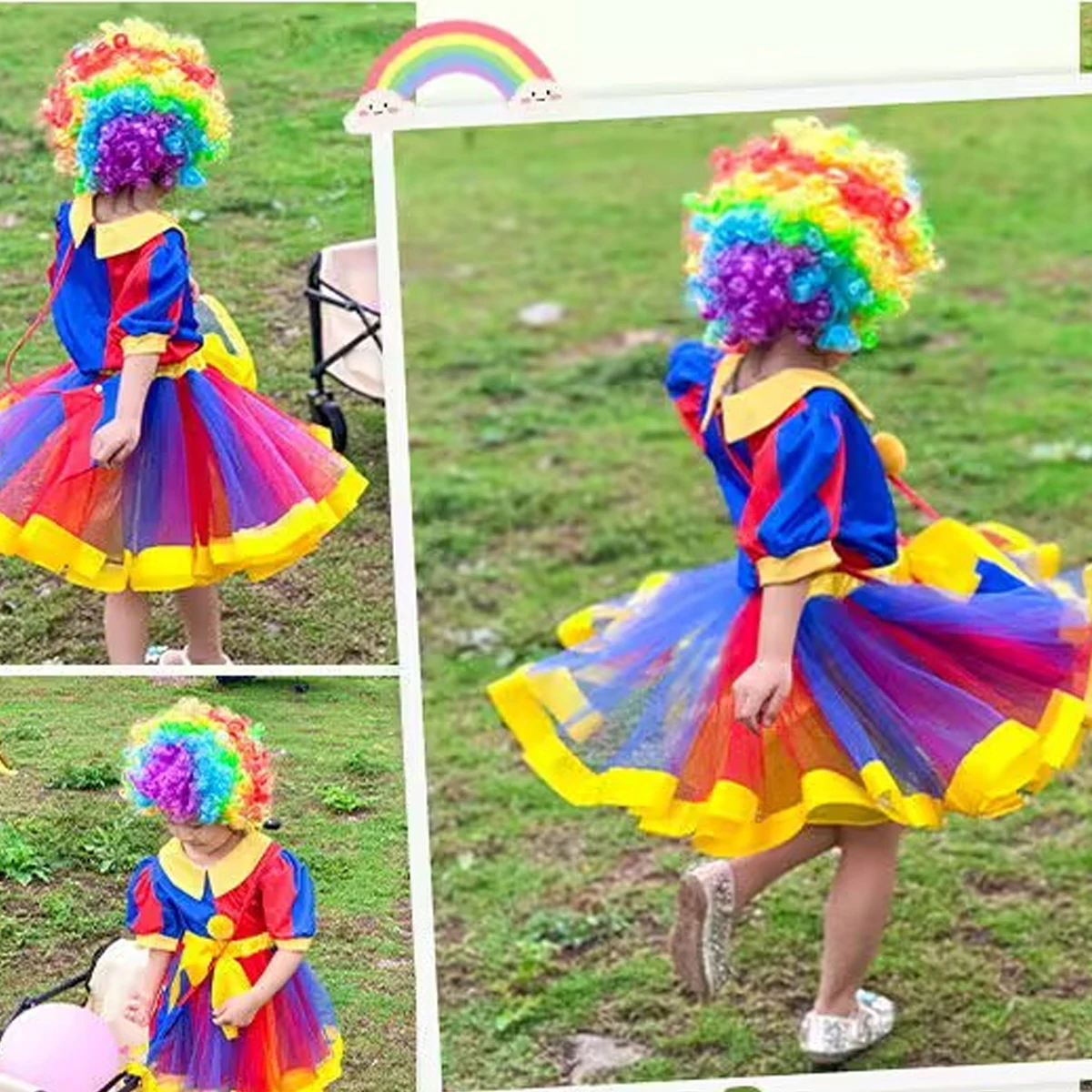2024 الأطفال عيد الميلاد هالوين كرنفال عيد الفصح جوكر شعر مستعار تمويه مهرج أداء اكسسوارات الحفلات بنين بنات قوس قزح شعر مستعار