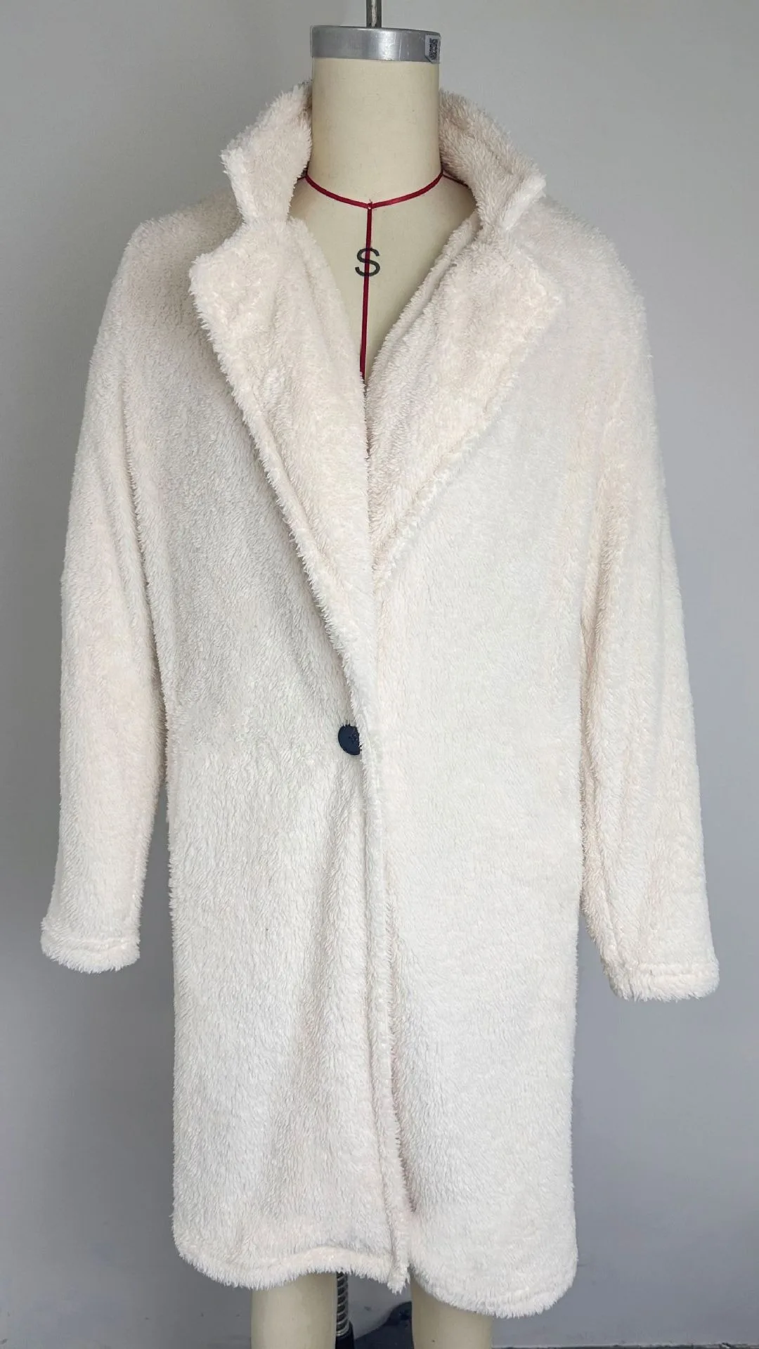 2024 herbst und Winter Neue frauen Woolen Lange ärmeln Jacke Langen Abschnitt Revers Plüsch Top Weibliche – Detail 4