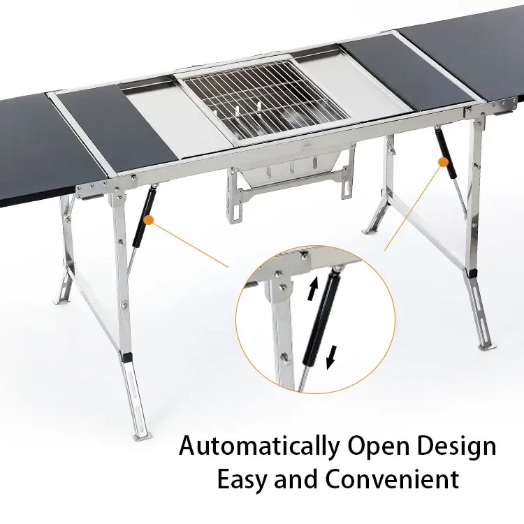 Mesa plegable IGT de acero inoxidable 304, juego de mesa portátil para vacaciones al aire libre, fiesta, Camping, Picnic, barbacoa, viaje salvaje