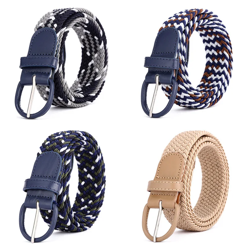 New Men's and Women's Elastic Twill Casual Belts Breathable Student Woven Belts Men Women Belt