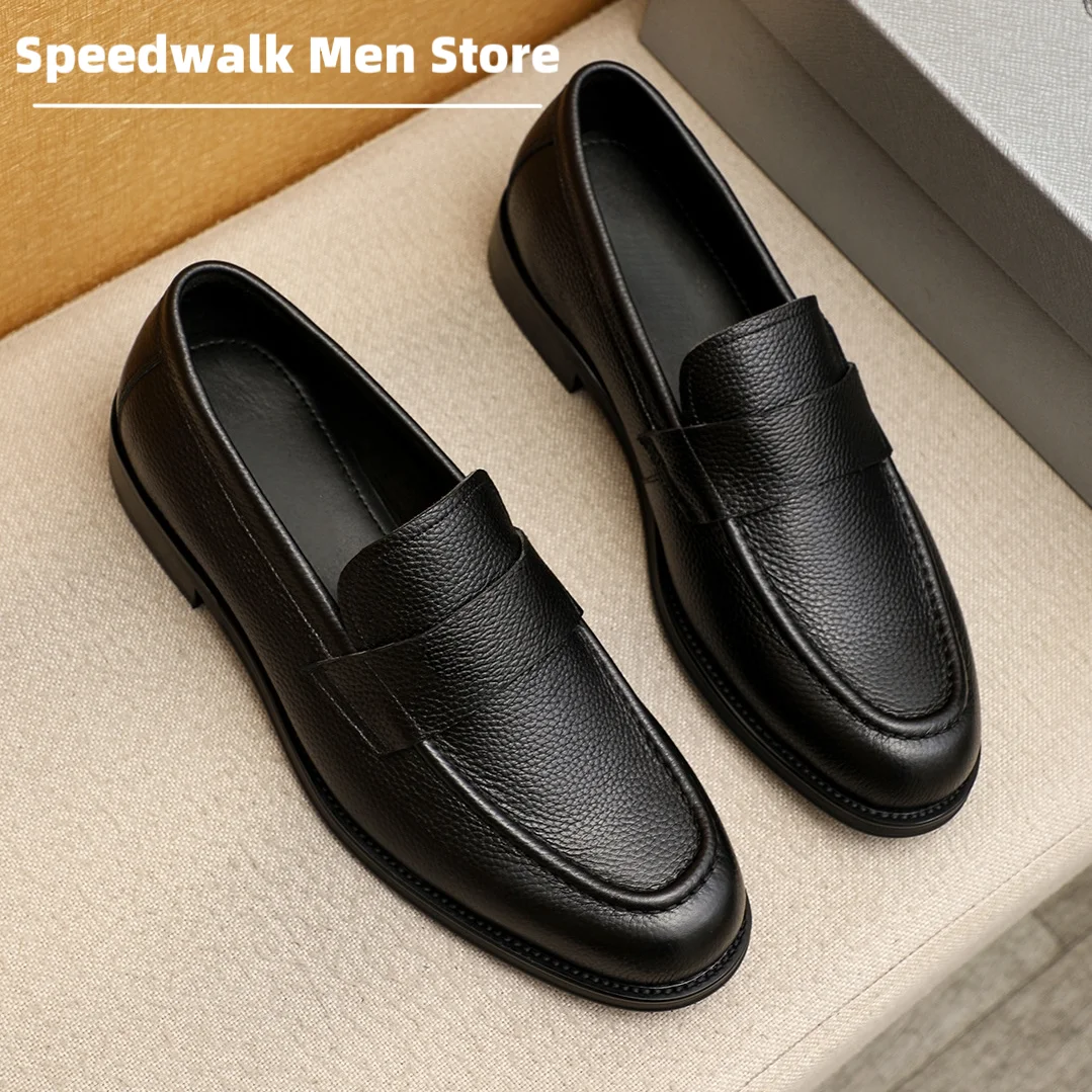 Luxury Soft Comfort Leather Men Slip On Loafers Classic Penny Design Shock Absorb Sole Daily Driving Casual Dress Shoes