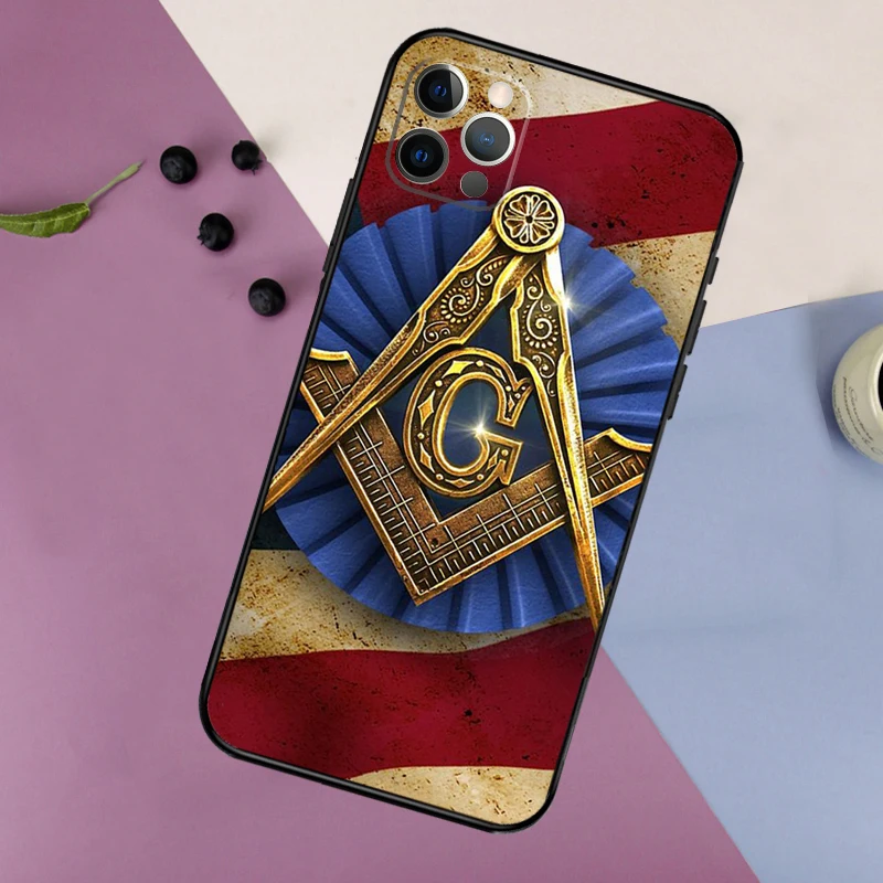 Freemasonry Logo Symbol Case For iPhone 16 15 14 13 12 11 Pro Max 14 16 15 Plus 13 Mini X XR XS Bumper Cover