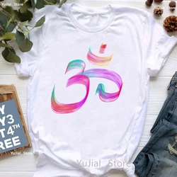 Chakras With Lotus Eye Yoga Design Print T Shirt Girls Meditation Namaste Lotus Flower Tshirt Women Harajuku Shirt Summer Tops