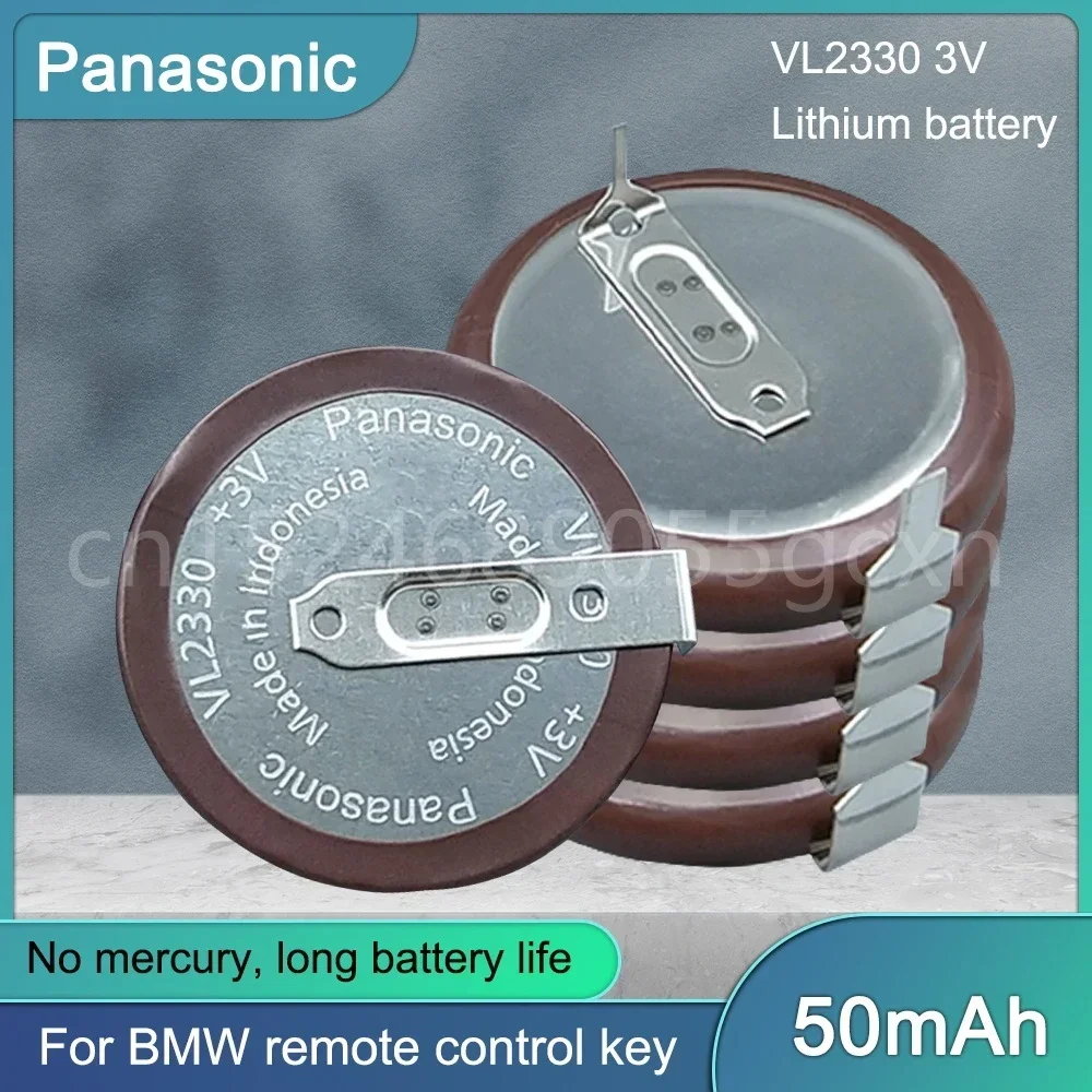 Panasonic 3V VL2330 50mAh 180 Degrees Legs Rechargeable Lithium Battery For Watch BMW Car Key Electric Toy Clock Compute