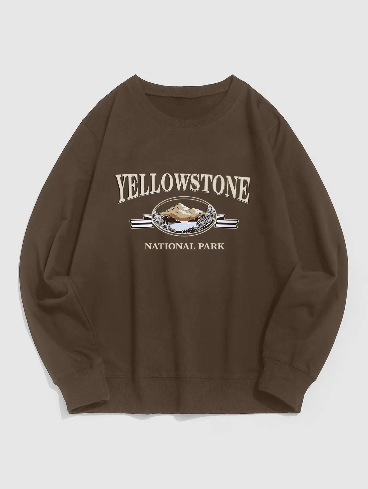 

ZAFUL Streetwear Yellow Stone Mountain Scenic Vintage Graphic Crewneck Sweatshirt