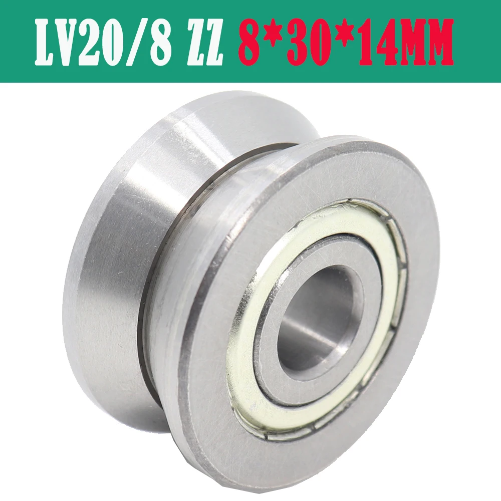 

LV20/8 ZZ bearing wheel 1PC 8*30*14mm LV series V groove pulley Traces walking guide rail bearings roller LV20-8ZZ