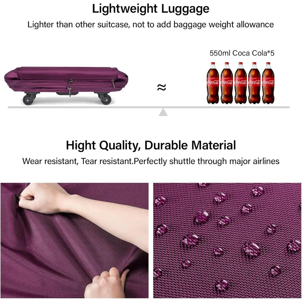 Bolsa de bagagem dobrável expansível com rodas para viagens – Bolsa de lona dobrável para homens e mulheres mala leve