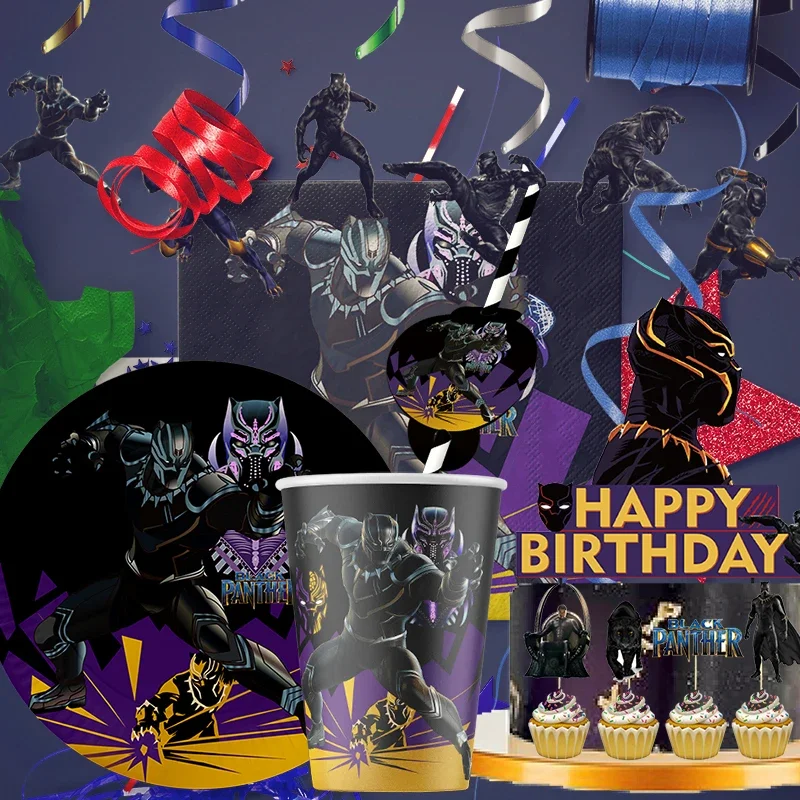 

Black Panther Birthday Decoration Angle Disposable Tableware Cup Plate Tablecloth Baby Shower Kids Girls Boy Party Supplies