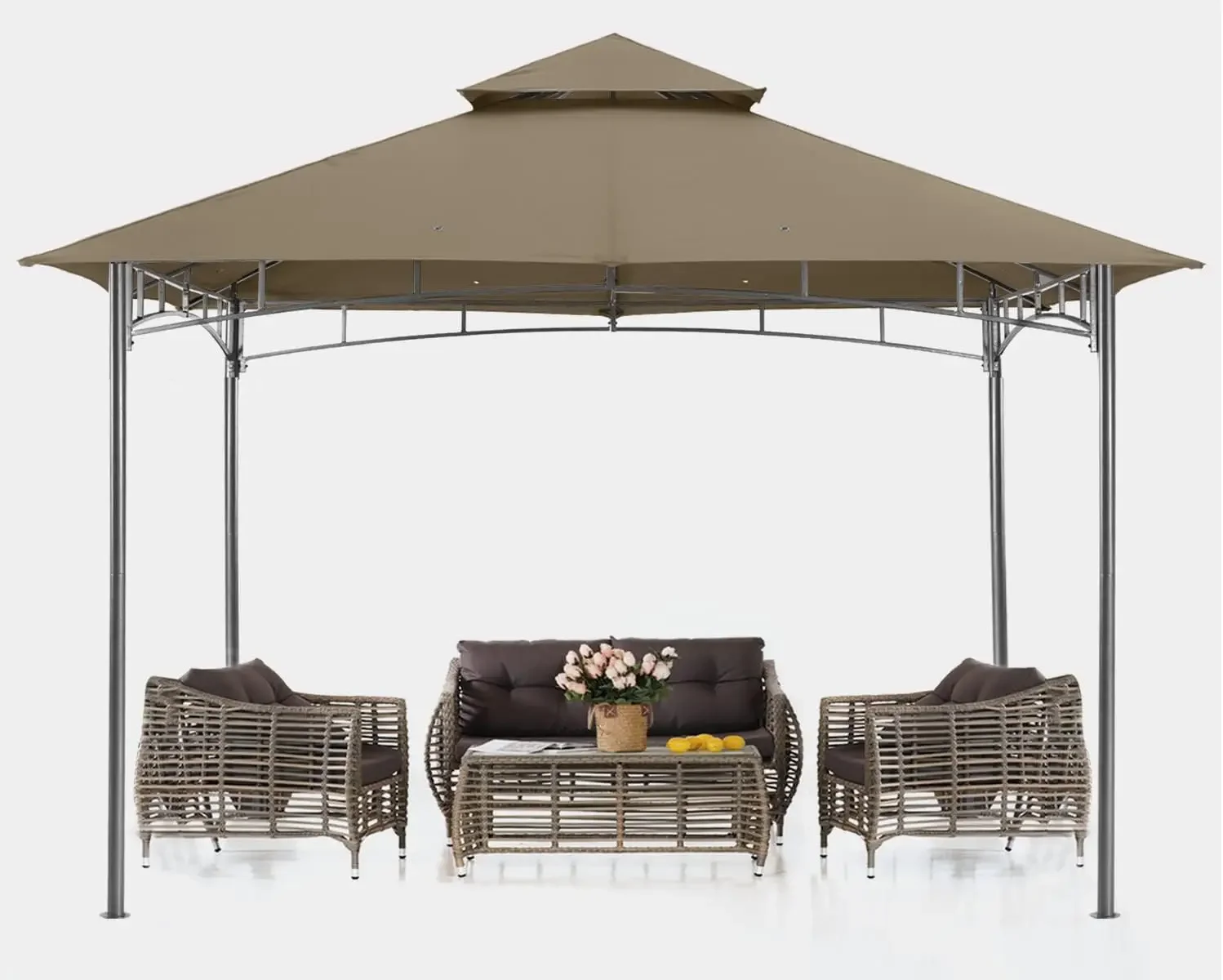 

Gazebos for Patios 8x8 - Outdoor Steel Frame Gazebo for Lawn Backyard Garden Deck (Khaki)