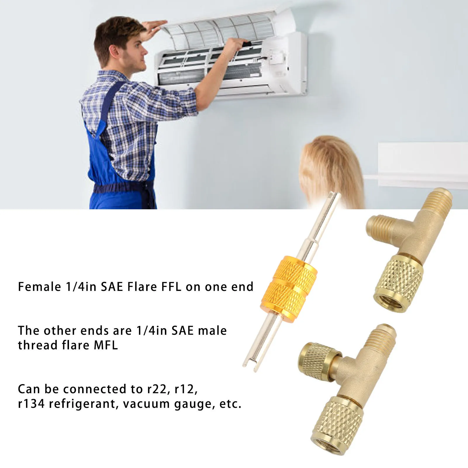 Quick Coupler Access Tee 1/4SAE Interface Better Fluoride Effect Brass Tee Adapter Strong Sealing for