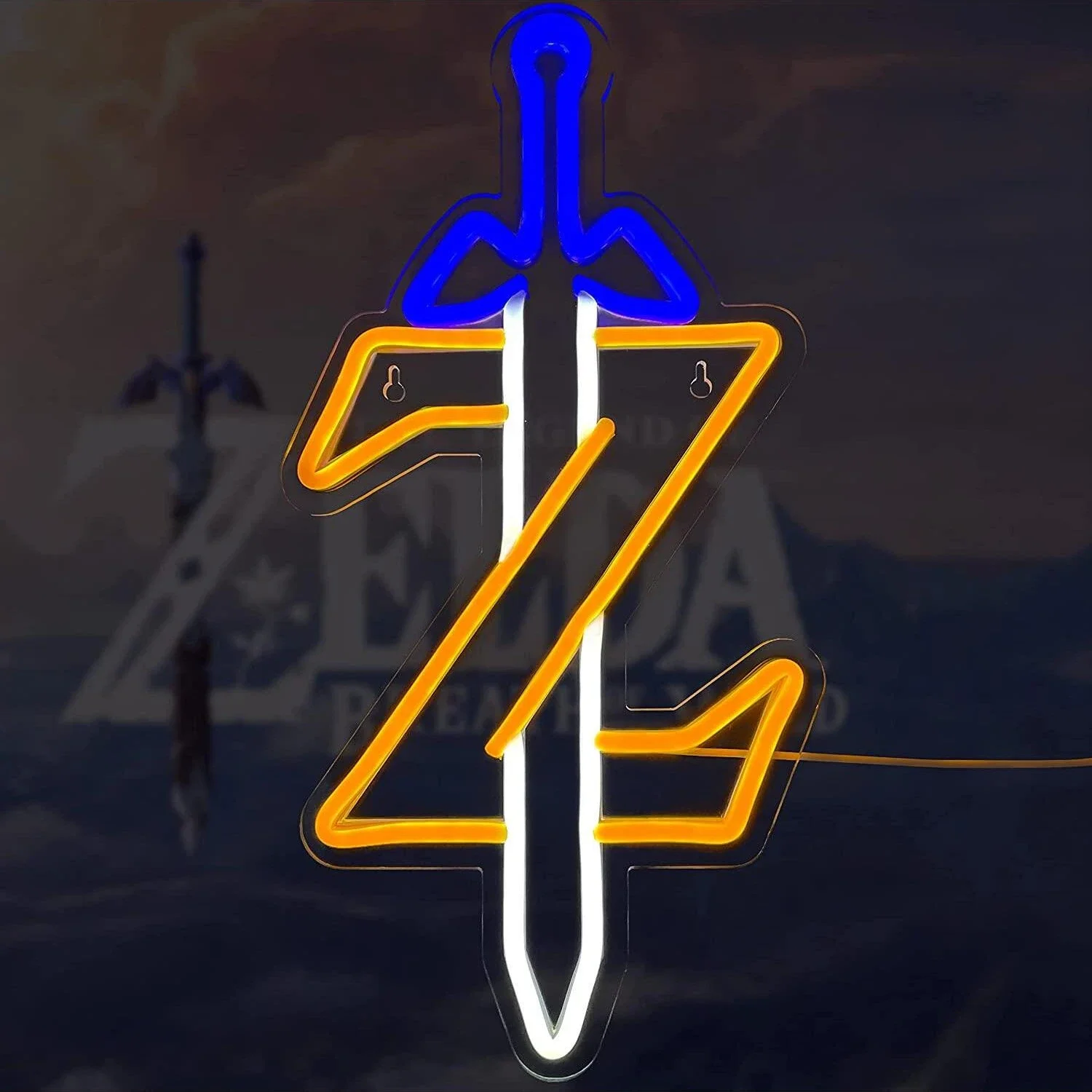 Iconic Neon Light for Gaming Room Decor, Zelda Gamer Presente, Espada Z, Sinal LED, Espada Mestra, Quarto Adolescente