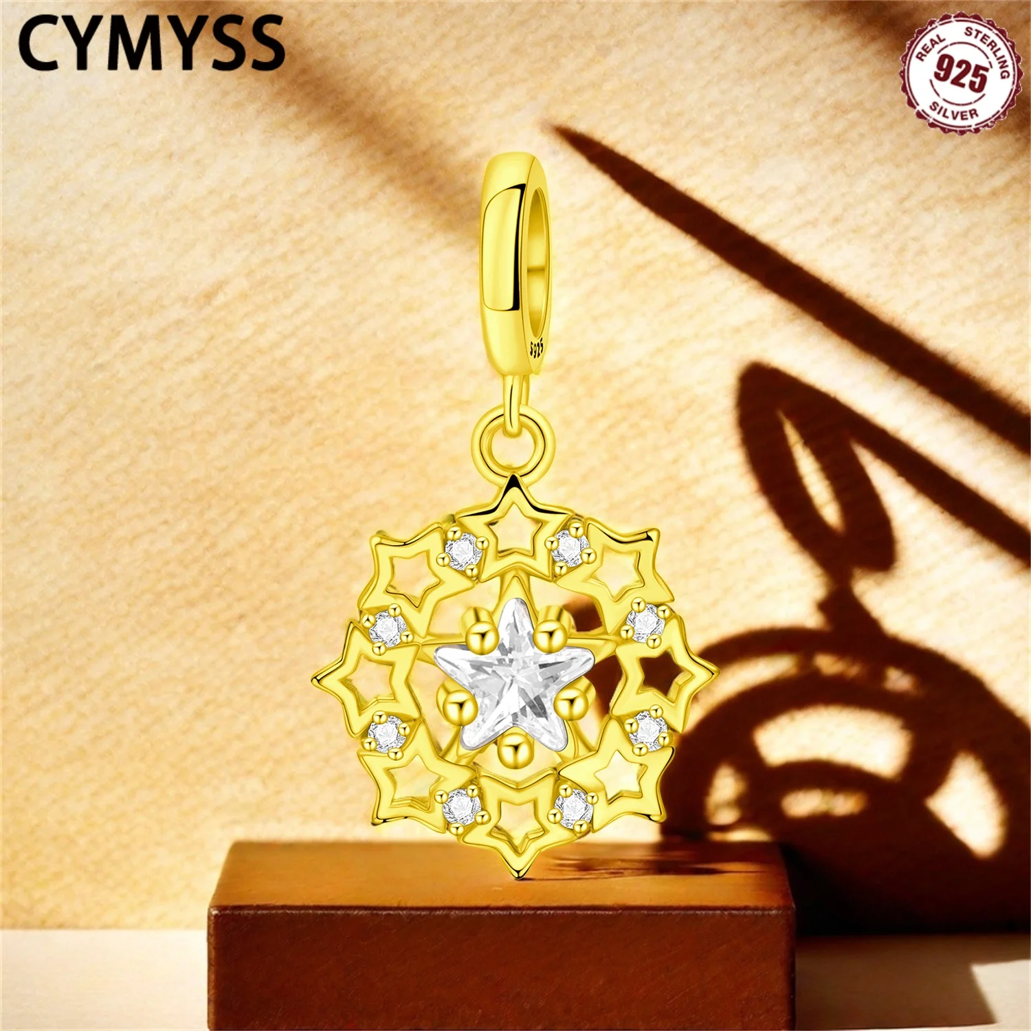 

CYMYSS 2025 New S925 Sterling Silver Nine Gold Star Zircon Pendant Boutique Travel Birthday Party Jewelry Gift Women's Pendant