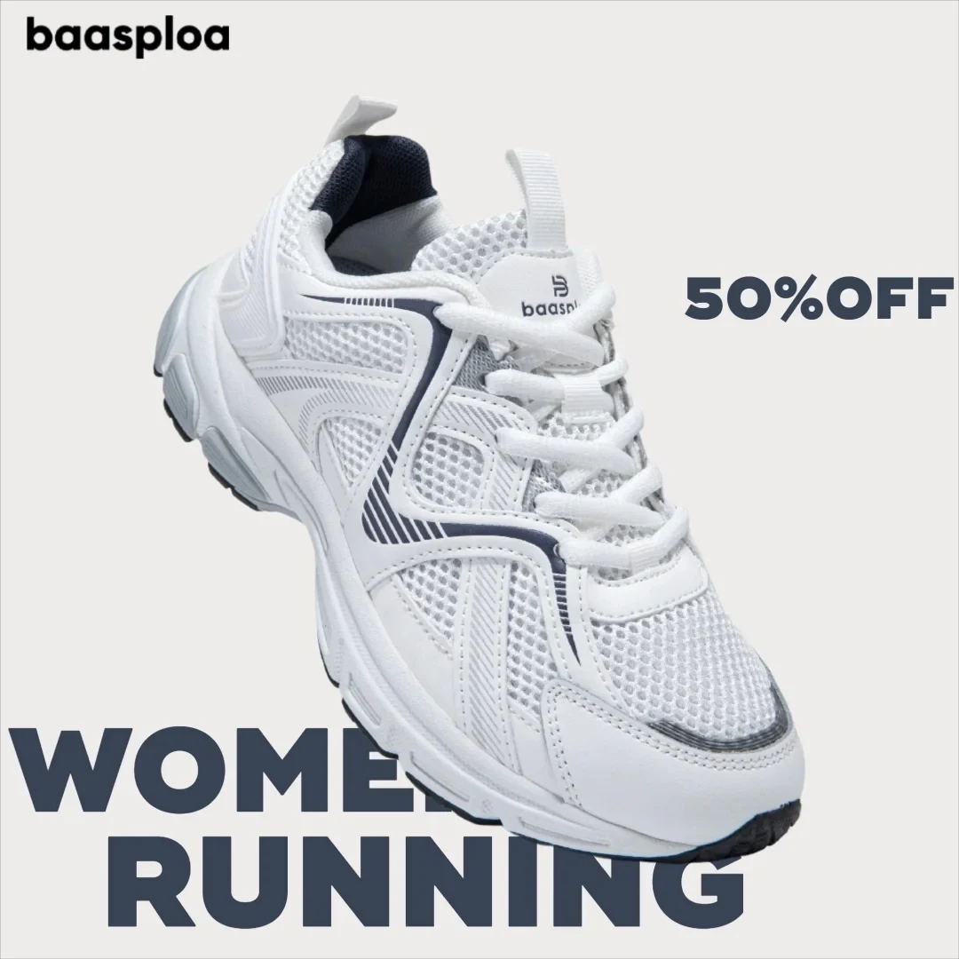 

Baasploa Women Running Shoes Brand Mesh Breathable Comfort Outdoor Sport Sneakers Anti-slip Female Casual Jogging Shoes