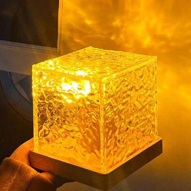 16 Color Ocean Wave Projector Light Remote Control Cube Lamp Aurora Lamp Home Bar Restaurant Projector Bedroom Decor Night Light