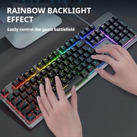 EWEADN Ergonomic Gaming Keyboard - 104 Keys, Silent with RGB Backlight, Full Metal Plate, USB Cable for PC & Laptop, Windows