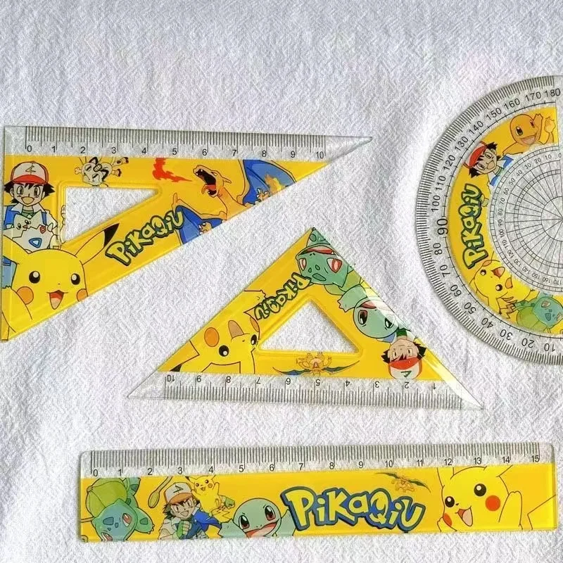 Kreskówka Pokemon władca Pikachu z kreskówki peryferyjnego zestaw 4-częściowych szkolne materiały papiernicze przyborów szkolnych linijka trójkąta