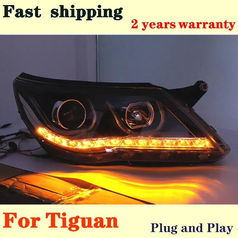 Car Styling For VW 2010 2012 2013 Tiguan Headlights New Tiguan LED Headlight DRL Lens Double Beam H7 HID Xenon Car Accessories