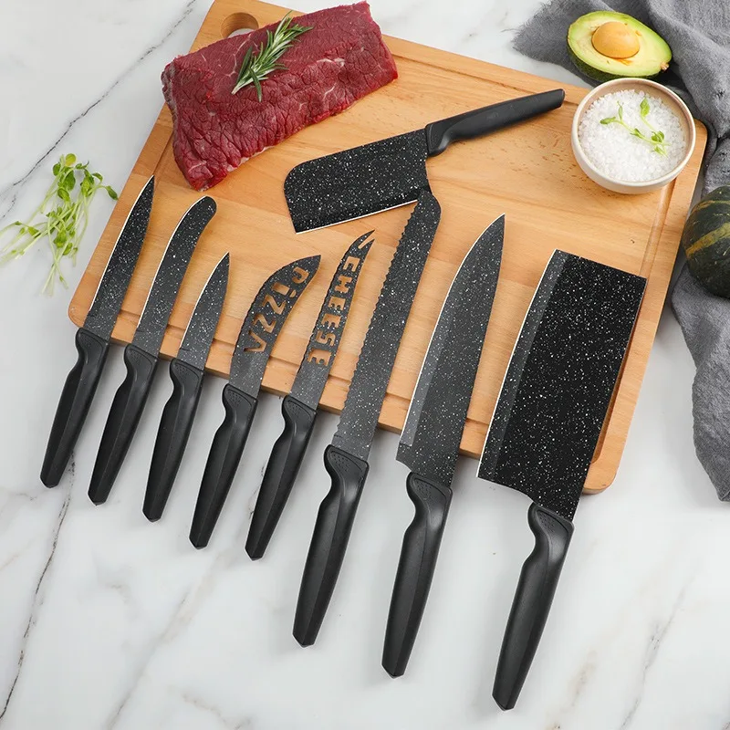 Kitchen Knives 18 PCS High Carbon Stainless Steel Sharp Serrated Steak Knives Set Chef Knives Bread Knife Scissor Sharpener