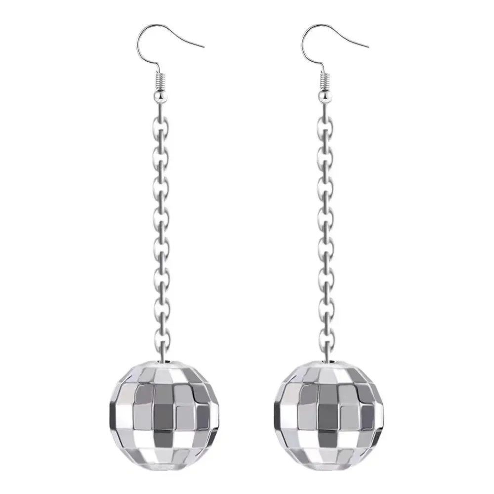 Exquisite Retro Disco Ball Pendant Earrings for Parties