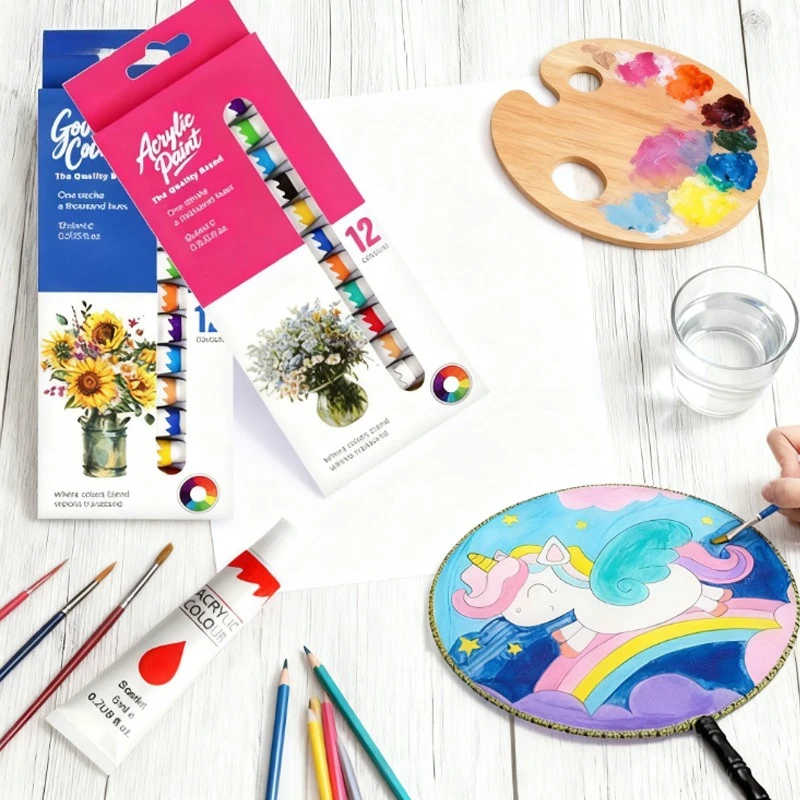 

6ml 12color Acrylic Watercolor Gouache Pigment Bright Colors High Saturation Painting Graffiti Outdoor Sketching Art Creation