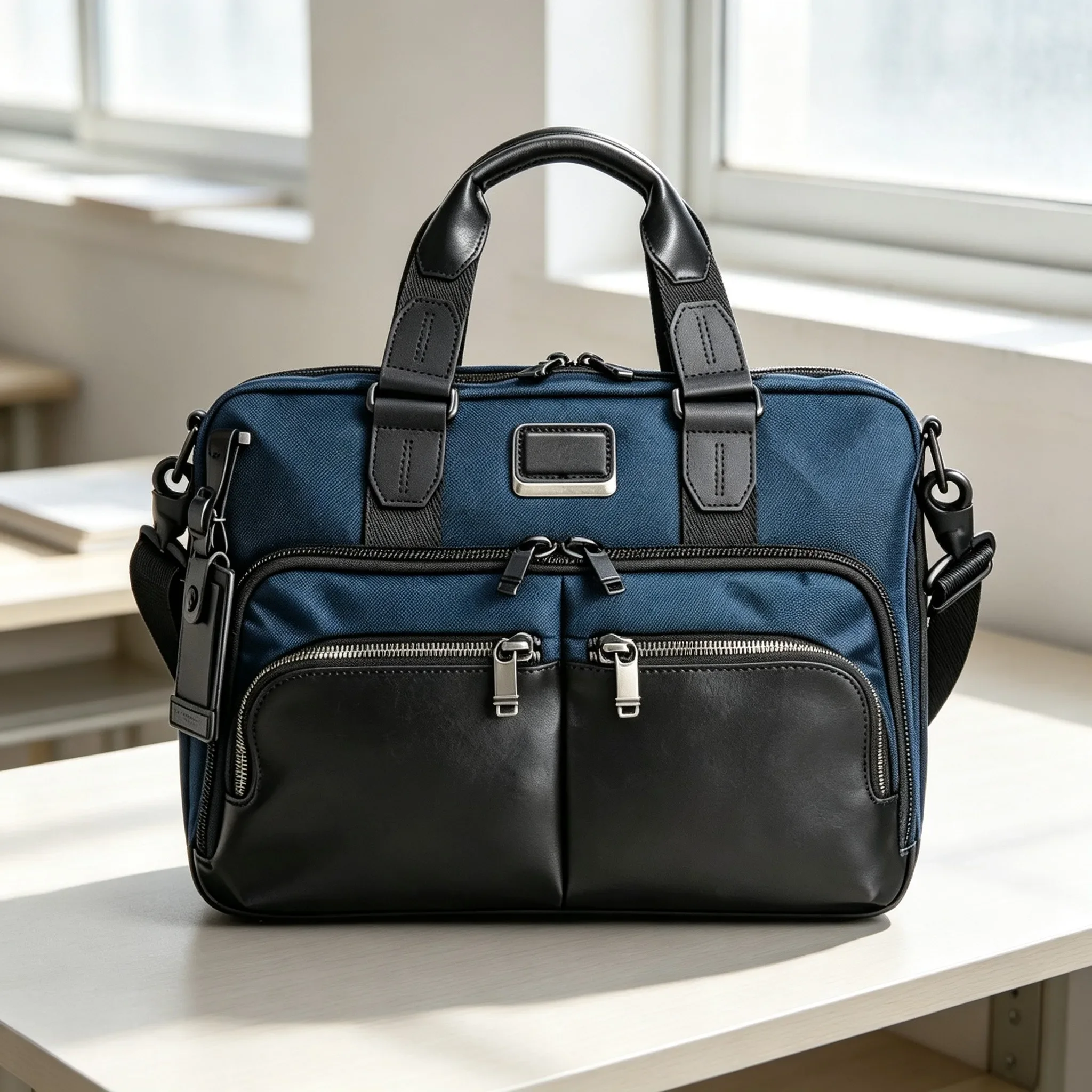 Men Multi-Purpose Nylon Briefcase, Business Handbag Crossbody Shoulder Bag for Tablet