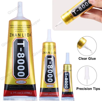 مقاوم للماء شفاف T8000 حبة الغراء لصنع المجوهرات شاشة الهاتف المحمول الراين النسيج النسيج سوبر لاصق Zhanlida