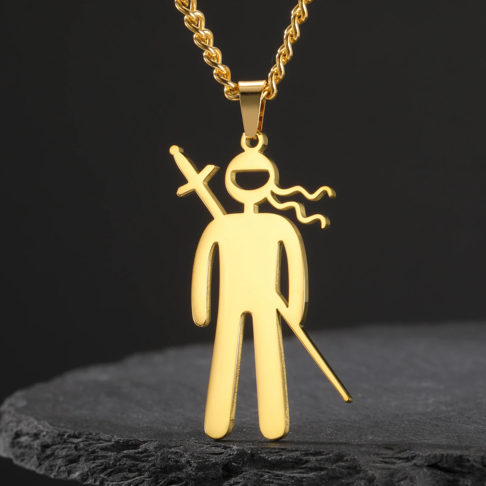 Hip hop Cartoon Japanese Samurai Ninja Necklace Stainless Steel Anime Hero Pendant Creative Men's and Women's Jewelry Gifts