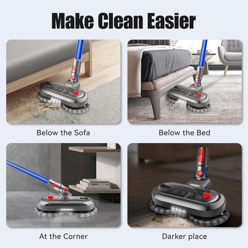 Attacco per testina per mop elettrico per aspirapolvere Dyson V7/V8/V10/V11/V15 con 6 cuscinetti lavabili rimovibili, tazze d'acqua