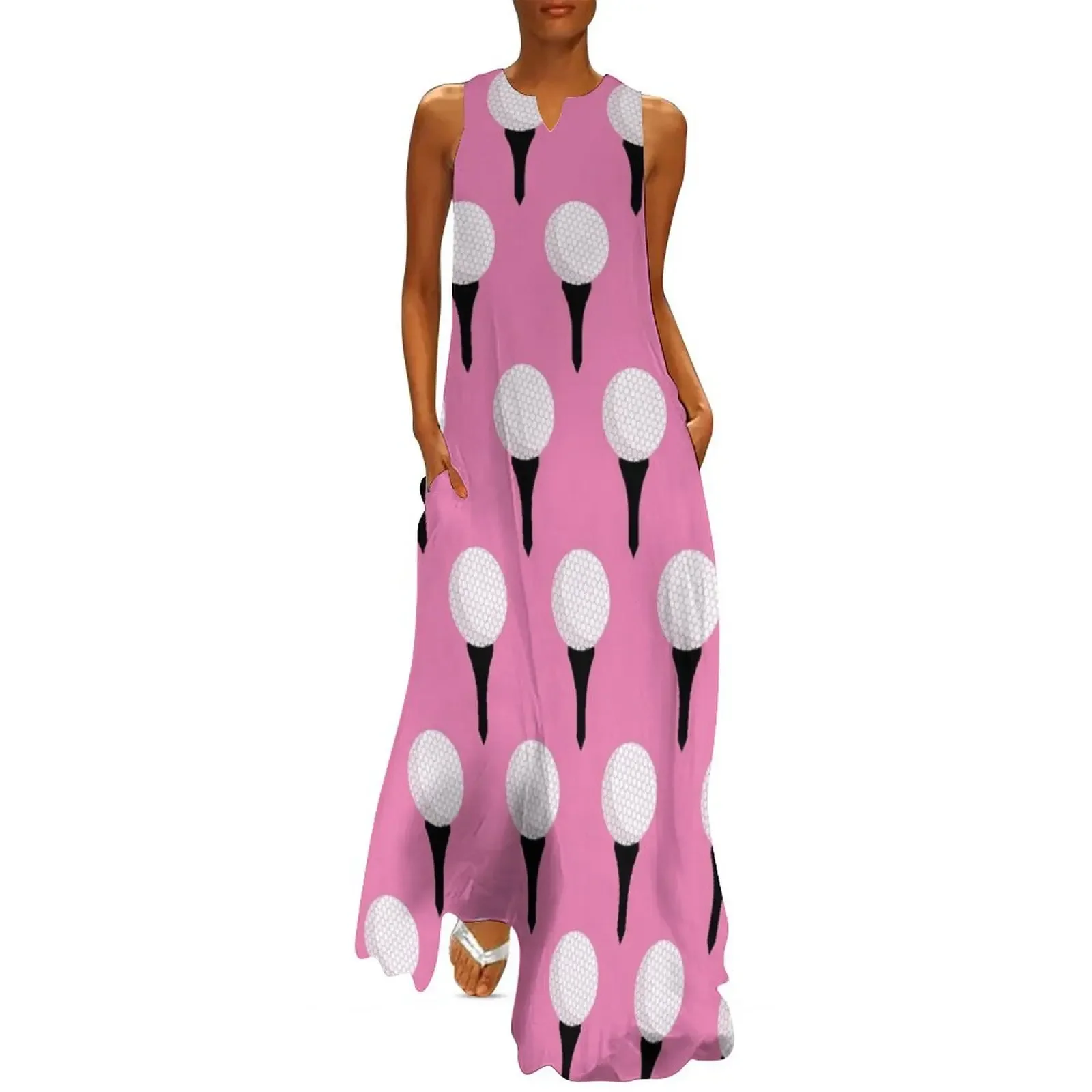 

Golf Ball and Tee Pattern (Pink) Long Dress dresses korean style summer women's suit evening dresses women Dress