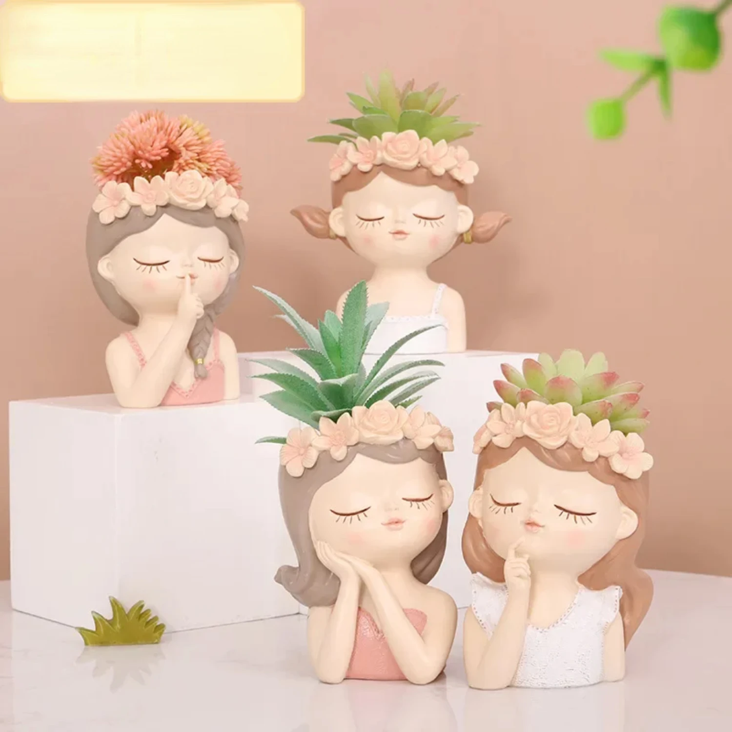 

Creative fairy resin flowerpot balcony gardening micro landscape succulent flowerpot green planter desktop potted flowerpot Pots