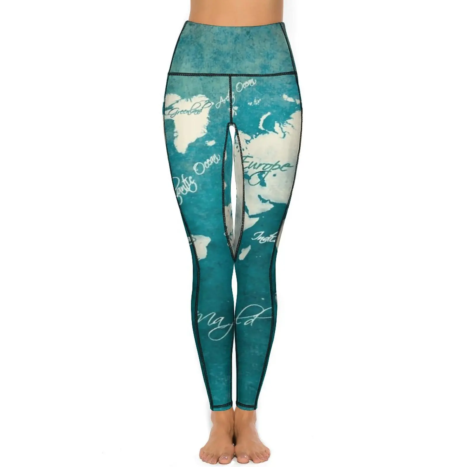 World Map 2020 Leggings Map of The World Fitness Gym Yoga Pants Female High Waist Retro Sports Tights Quick-Dry Yoga Legging