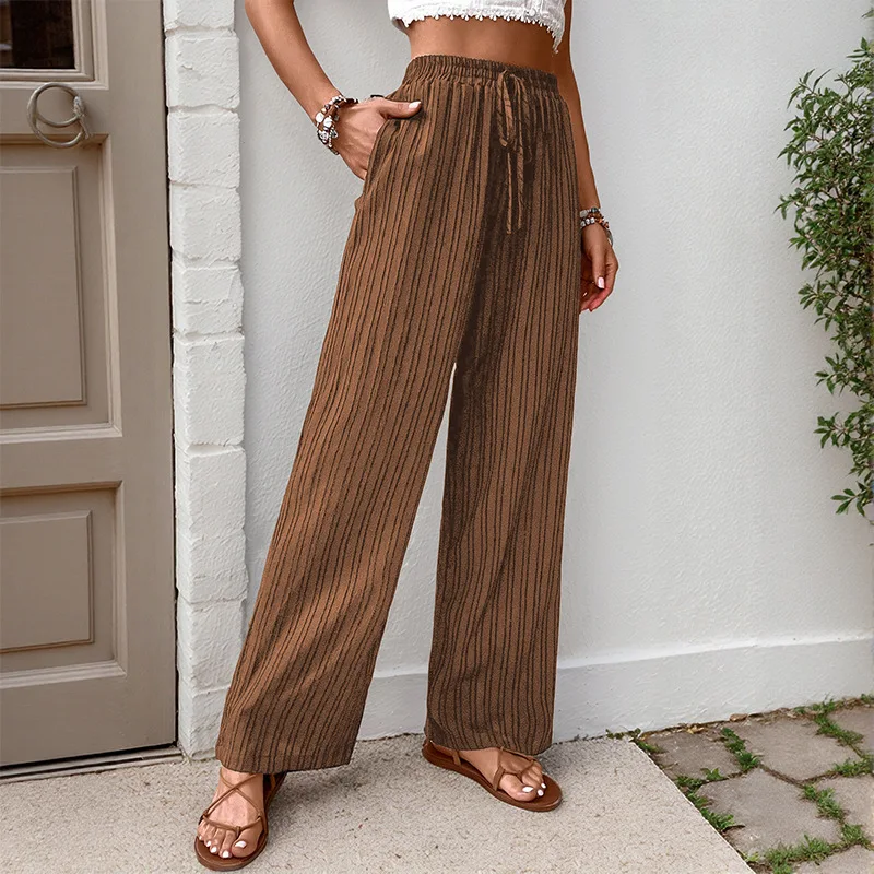 

2025 New Simple and Versatile Solid Color High Waist Loose Folded Wide Leg Casual Pants for Women